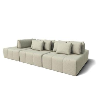 Imagem de Sofá Modulado Ilha Santorini 2,70m em Linho Neve Off White - Home Mobi
