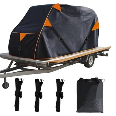 Imagem de QYMOTO Capa UTV Trailerable 4-6 lugares, capa grossa 900D Heavy Duty Trailer 4 rodas para Polaris Ranger, Can Am Defender MAX, CFMOTO Uforce 1000 XL Capa de viagem resistente ao vento 429.3 cm x 165.1