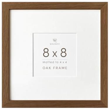 Imagem de Molduras de 20 x 20 cm, moldura de madeira maciça de carvalho 20 x 20 com tapete para 10 x 10 (tamanho de abertura), molduras de carvalho natural 20 x 20 cm para exibição de parede e mesa, (conjunto