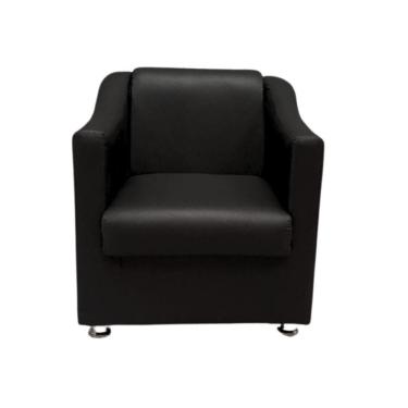 Imagem de Poltrona Decorativa Sofia Para Recepção Salão Consultório Corino Corano Preto