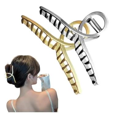 Imagem de Kit 2X Piranha Prendedor De Cabelo Metal Piranha Presilha Metal Dourada Prata Luxo Elegante Vintage Mulheres Feminina Menina