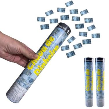 Imagem de Kit 2 Pçs Lança Confete Chuva de Dinheiro Notas para Festas Eventos Casamento Formatura Comemorações (Real)