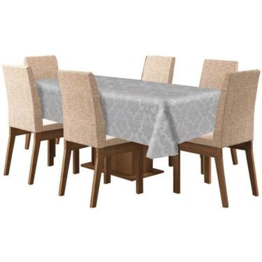 Imagem de Toalha De Mesa De 4 Lugares Tecido Jacquard - Cinza
