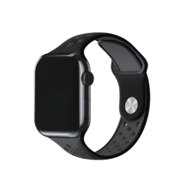 Imagem de Pulseira de Silicone Nerdcase Compatível com Apple Watch 42mm, 44mm, 45mm e 49mm, Preto e Cinza