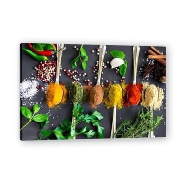 Imagem de NHLDZYH Tela decorativa cozinha, arte vintage especiarias coloridas, arte de parede quadros para sala de estar quarto cozinha. (Condimento 15) 60 x 90 cm, moldura interior