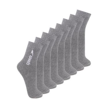 Imagem de Kit com 8 Pares de Meias Esportiva Cano Médio Speedo 8032, Cinza, 39-4