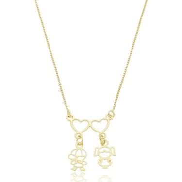 Imagem de Colar Canga Coração Pingente Casal Banhado a Ouro 18K - Giuli Joias Co