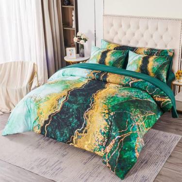Imagem de Conjunto de edredom PERFEMET Green Marble Pattern King Size 6 unidades