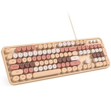 Imagem de Teclado de computador MOWUX Máquina de escrever redonda retrô com fio 