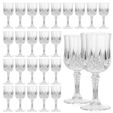 Imagem de CALBODE 24 peças de taças de vinho de plástico 200 ml – Taças de plástico transparente inquebráveis para festas, reutilizáveis e laváveis na lava-louças, ideais para casamentos, bares e todas as