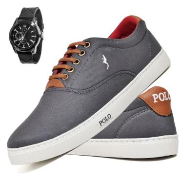 Imagem de Tênis Sapatênis Casual Polo Blu Com Relógio Analógico (Cinza, 42)