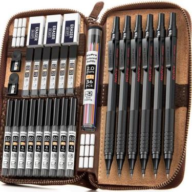 Imagem de Conjunto de lápis mecânicos Nicpro 30PCS com estojo de couro + Acces.