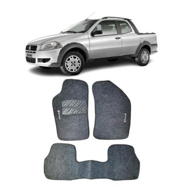 Imagem de Jogo Tapete Carpete Fiat Strada Cabine Dupla 2002 a 2011 com Logo Bord