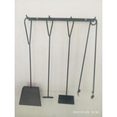 Imagem de Kit para Manuseio de Lareira e Churrasqueira com Suporte de Parede 5 P