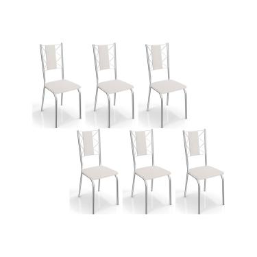 Imagem de Kit 6 Cadeiras de Cozinha Lisboa C076 6 Un Cromada/Branco 106 - Kappesberg