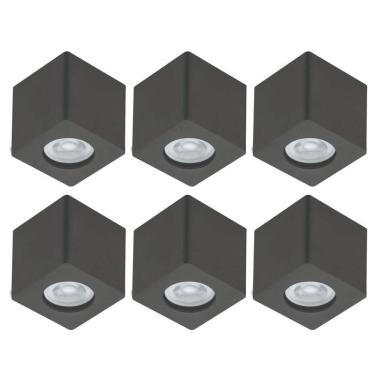Imagem de Conjunto 6 Luminárias de Teto Zoom Spots Quadrados de Sobrepor Pretos Bivolt Dital Decoração