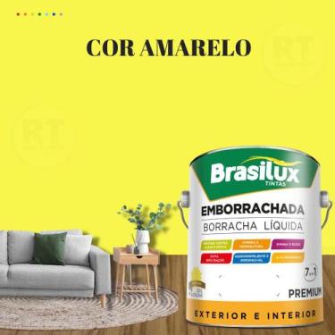Imagem de Tinta Borracha Líquida Amarela Para Parede 3,2l  Lavável Impermeável B