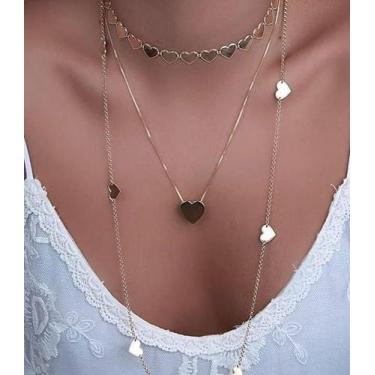 Imagem de Conjunto Colares Corações Folheado A Ouro 18K - Milena Joias