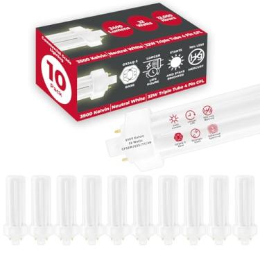 Imagem de Lâmpadas CFL de 32 watts | Base GX24Q-3 de 4 pinos 3500K branco neutro | 32W de alta saída 2400 lúmens | Lâmpadas fluorescentes compactas de tubo triplo | Pacote com 10 da GoodBulb