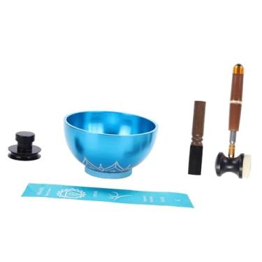 Imagem de Fenteer Conjunto de tigelas tibetanas para cantar com palitos, decoração artesanal, relaxante, ornamento chinês, tigela para mesa, meditação, sala de, G5