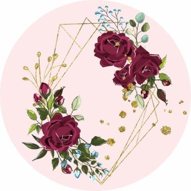 Imagem de Painel de Lona Redondo  Flores e Arcos Dourados - Fabrika De festa, 15