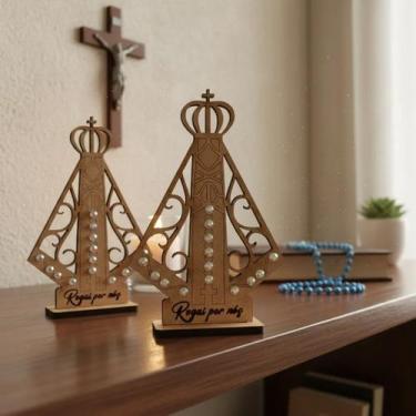 Imagem de Santinha Nossa senhora aparecida Kit Lembrancinha Totem Batizado Casam