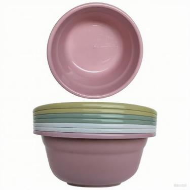 Imagem de Pacote com 8 lavatórios redondos de plástico, 29 x 10 cm, bandeja empilhável para acampamento, banheira portátil de frutas e vegetais, pequena banheira multiuso para limpeza de rosto, pia de cozinha