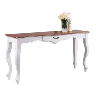 Imagem de Aparador de Sala 116cm com Pés Luis XV e 1 Gaveta 70810 Linz Móveis - Branco/Imbuia Glazer