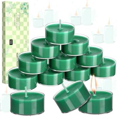Imagem de Nuanchu 12 velas de Natal, velas votivas perfumadas de Bayberry, mistura de cera de abelha, cera, verde Bayberry, caixa de presente para Natal e férias