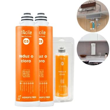 Imagem de Kit 2 Refil C3 Filtro Purificador Facile Mangueira Cap