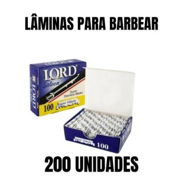 Imagem de Kit 200 Lâminas Para Barbear Lord Saloon Inox Profissional