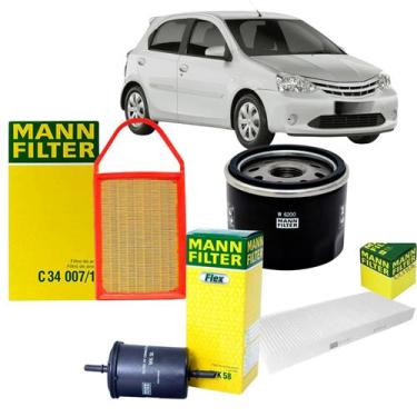 Imagem de Kit Revisão 4 Filtros Mann para Toyota Etios - 1.3 / 1.5 - 2012 a 2015