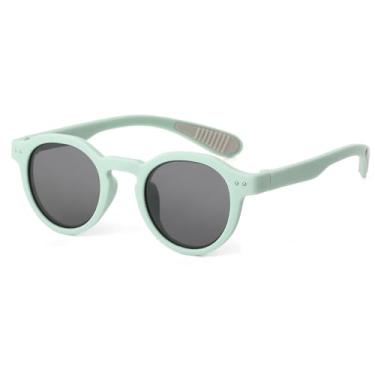 Imagem de Mirkcittle Óculos de sol infantis polarizados para meninas e meninos, armação flexível de borracha TPEE para crianças de 3 a 12 anos, 100% de proteção UV, Armação verde claro, Small