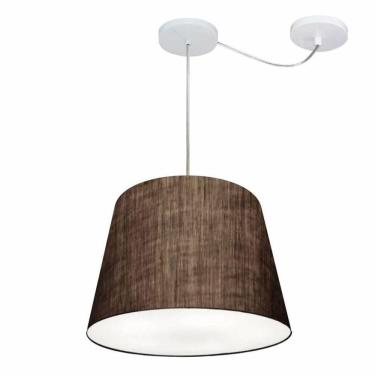 Imagem de Lustre Pendente Cone Com Desvio De Centro Vivare Md-4276 Cúpula Em Tecido 30x40cm - Bivolt Café 127/220v