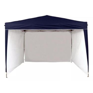Imagem de Gazebo 3x3 PC Azul + 4 Paredes Ráfia Branca - Tendas Wild
