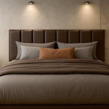 Imagem de Cabeceira de Couro Legítimo Suspensa Cama Casal Evoa - Yescasa