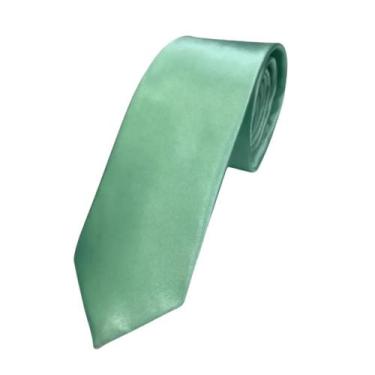 Imagem de Gravata de Cetim Slim  Verde Menta - R E R GRAVATAS