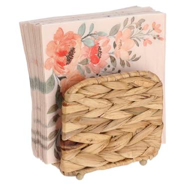 Imagem de Sumnacon Suporte de guardanapo para mesa, porta-guardanapos de jacinto de água, suporte de guardanapos de papel vertical autônomo, dispensador de guardanapos boho rústico para restaurante, cozinha