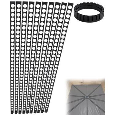 Imagem de Kit de chuveiro pré-inclinado, kit de panela de chuveiro pré-inclinada para cama de argamassa de piso de chuveiro com inclinação de drenagem de água, construção fácil, preto, com anel central e