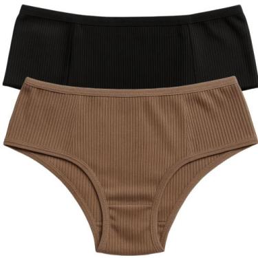 Imagem de Kit 2 Calcinha Canelada Feminina Confortável Pala Dupla Lingerie Básic