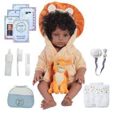 Imagem de Bebê Reborn Boneco Menino Negro Com Bolsa Maternidade Itens - Cegonha 