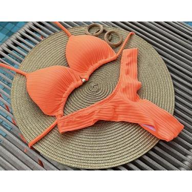 Imagem de Biquini Cortininha Triangulo Modelador Canelado Com Bojo Aro Inteiro C