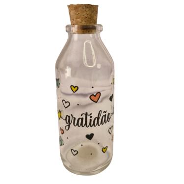 Imagem de Garrafa Frasco Vidro Decorativa Gratidão Presente