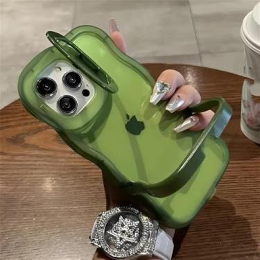 Imagem de Capa de celular transparente com suporte dobrável 2 em 1 para iPhone 16, 15, 11, 12, 13, 14 Pro Max, X, XR, fashion, 3D, cacheada, à prova de choque