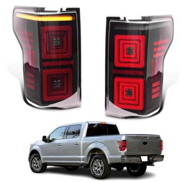 Imagem de Archaic Conjunto de luzes traseiras compatível com picape Ford F150 2015-2020, lanternas traseiras com seta sequencial, ré, freio, luzes de corrida (não serve para caminhões com BLIS de fábrica ou