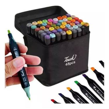 Imagem de Super Marcador Conjunto Canetinhas Coloridas 48 Cores Permanente Ponta