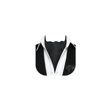 Imagem de HISDERN Gravata Ascot masculina Paisley Cravat conjunto de gravata e bolso quadrado floral masculino lenço lenço lenço festa de casamento, A-02, preto 2, tamanho �nico