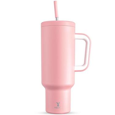Imagem de Copo Meoky de 1,5 L com alça, tampa e palha de aço inoxidável