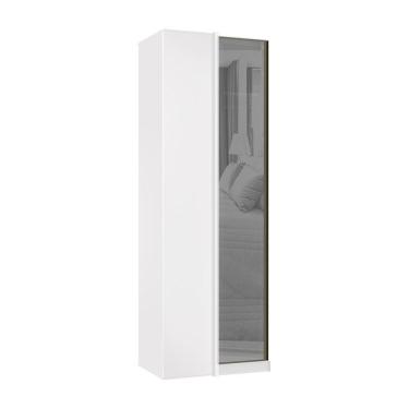 Imagem de Guarda Roupa Modulado Canto 1 Porta 80cm Prata Branco Prata