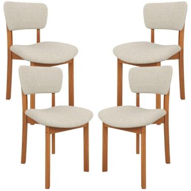 Imagem de Kit 4 Cadeiras Para Sala De Jantar Cozinha Living Estofada Dara L02 Linho Champagne - Lyam Decor